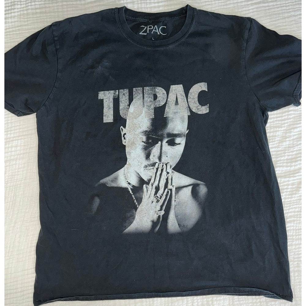 2Pac Graphic T-Shirt Mens Large Black Rap Hip Hop Music Tee